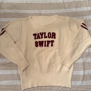 Taylor Swift | cream TS varsity style knit letterman sweater from Red | Lg